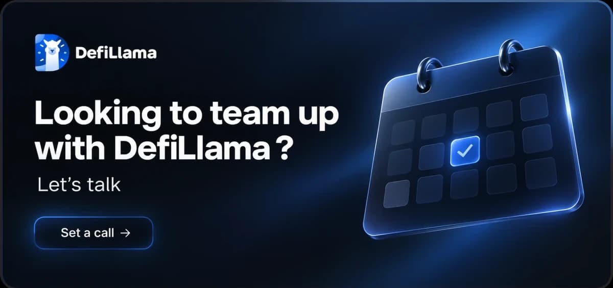 DefiLlama partnership promotion placeholder inviting card providers to set up a call.